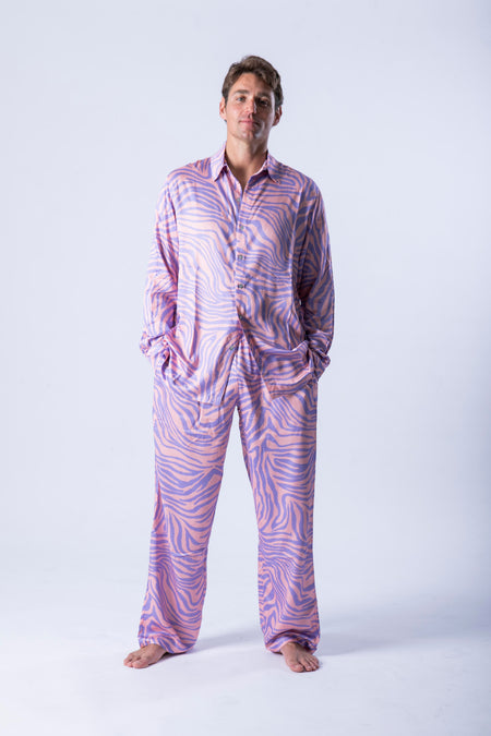 Notte Animale — lilac and purple animal-print Italian viscose two-piece set, made in Puglia
