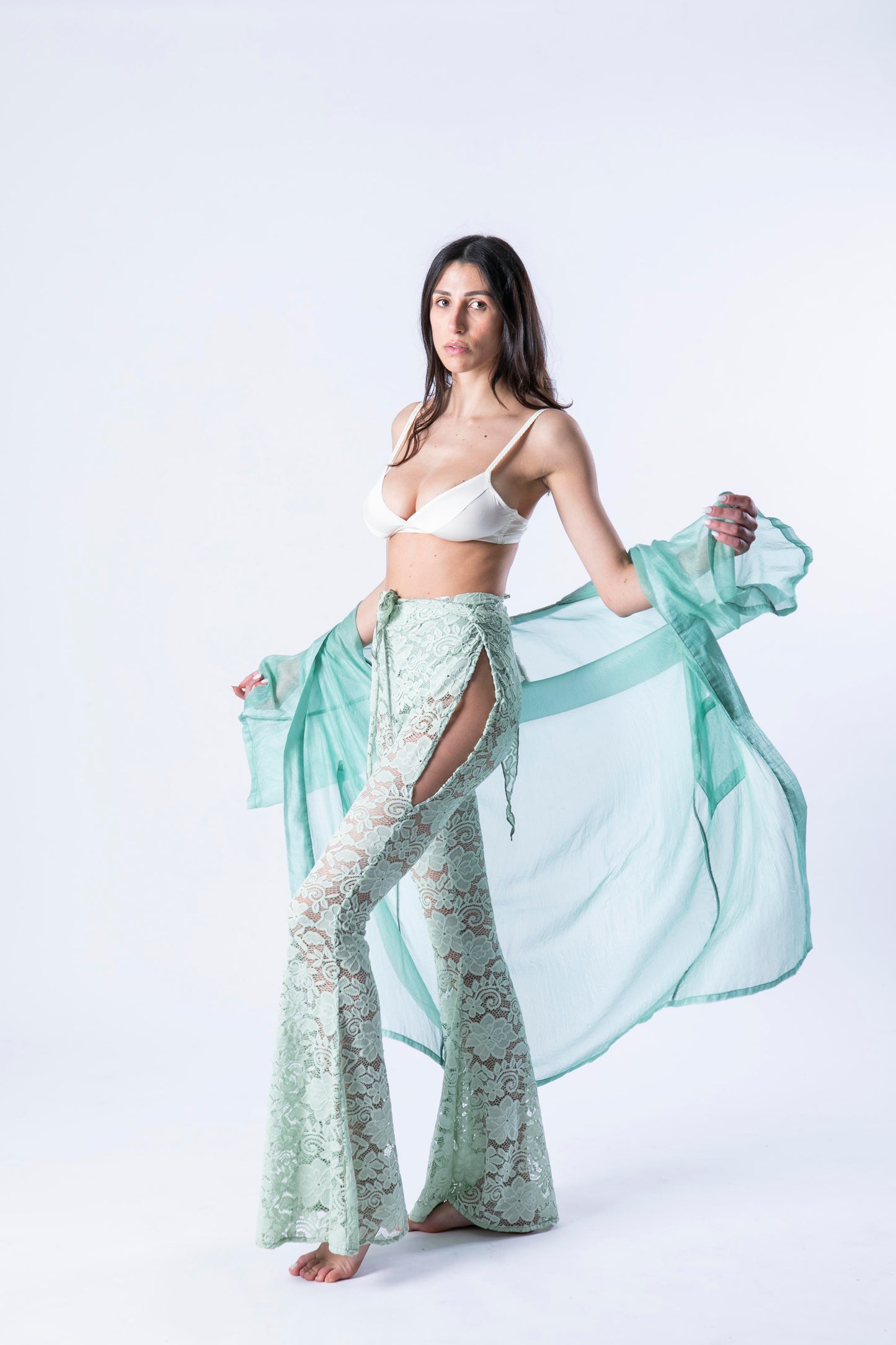 Seafoam Lace Pants